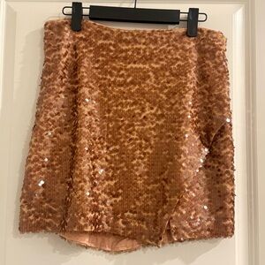 ASTR the Label Sequin Mini Skirt-Tan/Brown